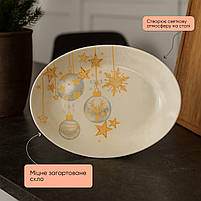 Набір овальних блюд 2× 30×20 см термостійкі з різдвяним візерунком, скляні блюда для закусок, салатів, десертів, сервірування свят, фото 5