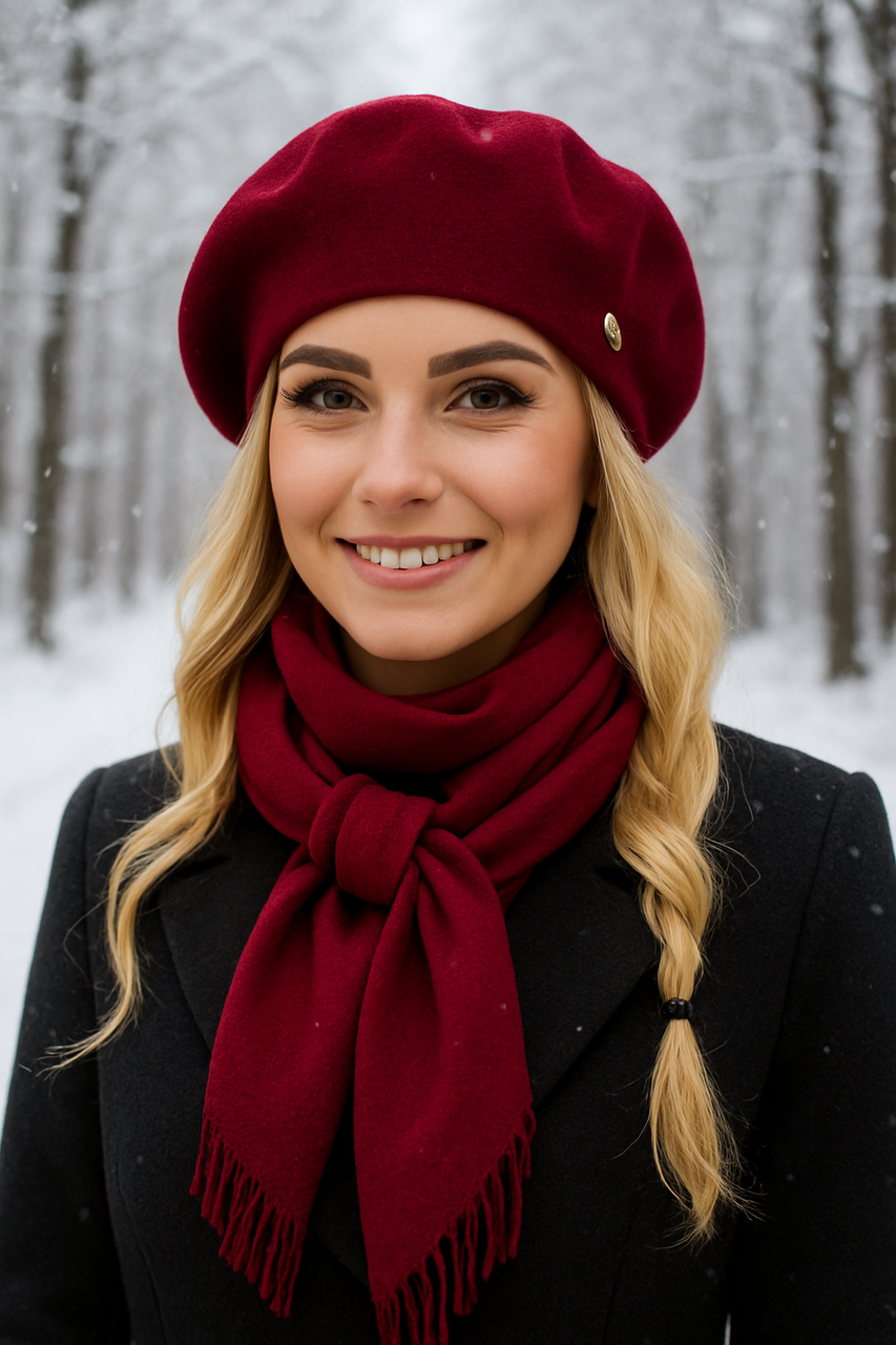 Берет жіночий на шовковій підкладці "Бріана" (2270-2) бордовий