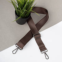 Ремінь для сумки текстильний 38 мм 1903 black з карабінами коричневий