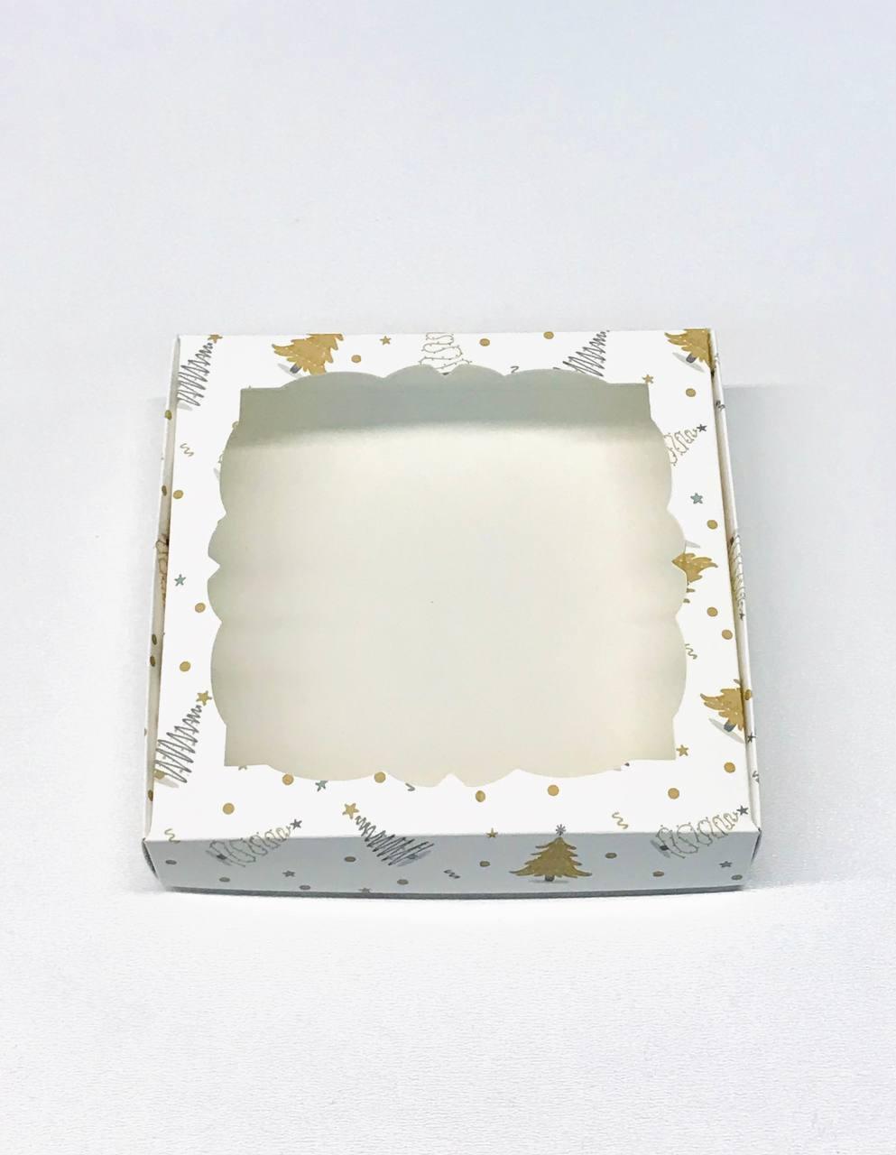 Коробка для пряників із віконцем 20*20 см, Ялинки, фото 1