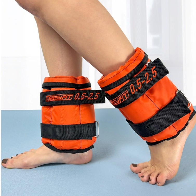 Обважнювачі для ніг та рук EasyFit EF-WHT-0,5-2,5, набірні 0,5×2,5 кг, помаранчеві (2 шт.), кварцовий пісок - для фітнесу і бігу, фото 1