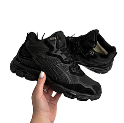 Зимові Asics Gel NYC чоловічі кросівки чорні Асікс на хутрі утеплені