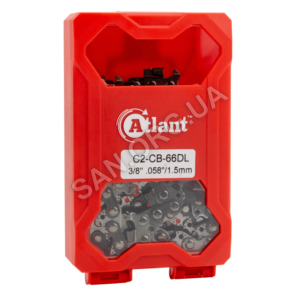 Ланцюг 66 ланок c Побідитовими напайками крок 3/8 паз 1,5 мм Atlant RED BOX, фото 1