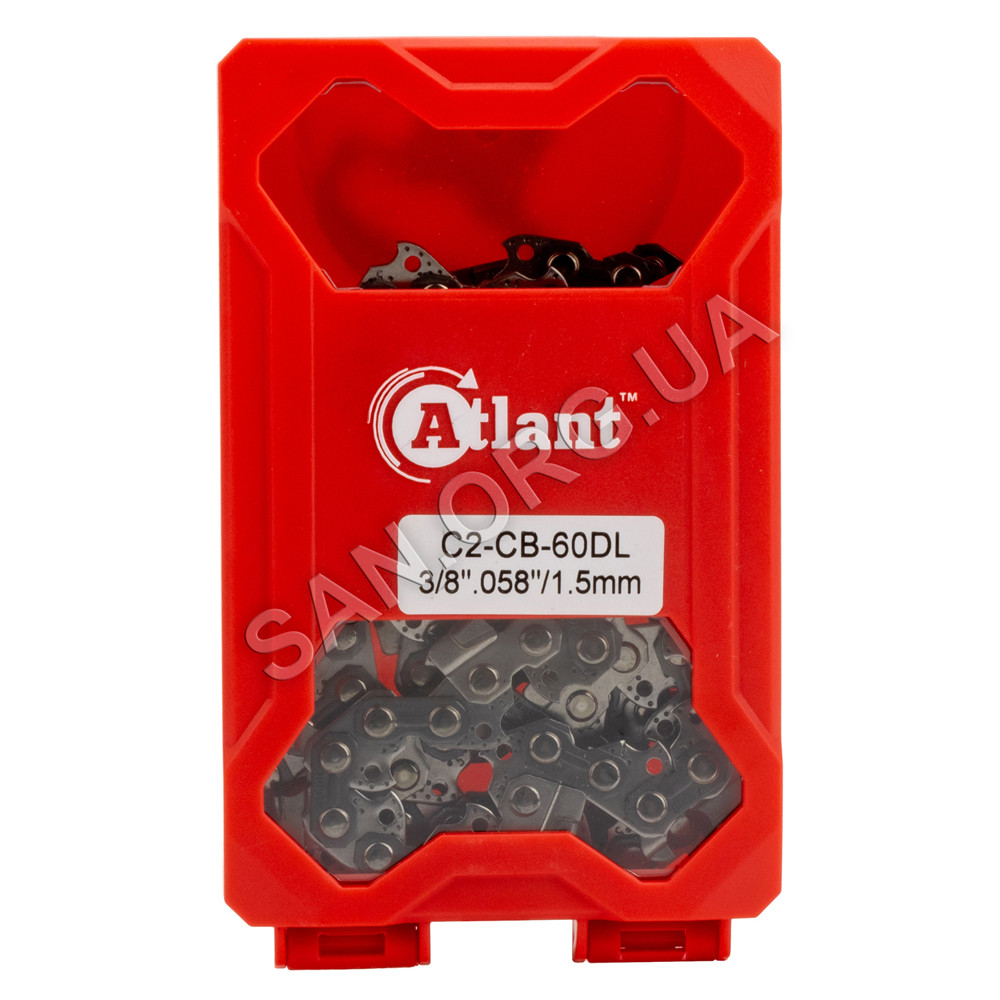 Ланцюг 60 ланок c Побідитовими напайками крок 3/8 паз 1,5 мм Atlant RED BOX, фото 1