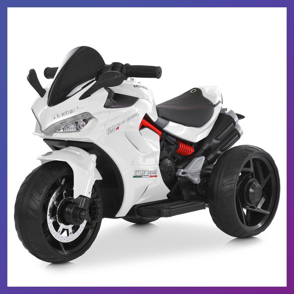 Дитячий електро мотоцикл триколісний на акумуляторі Bambi M 6266 для дітей 2-6 років Білий, фото 1