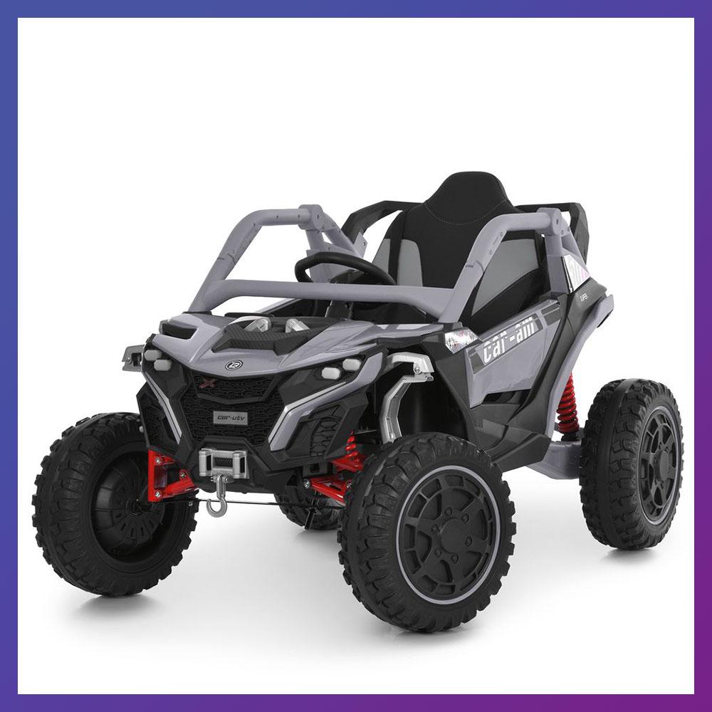 Дитячий електромобіль на акумуляторі Багі M 6256 з пультом р/у для дітей 3-8 років Сірий, фото 1