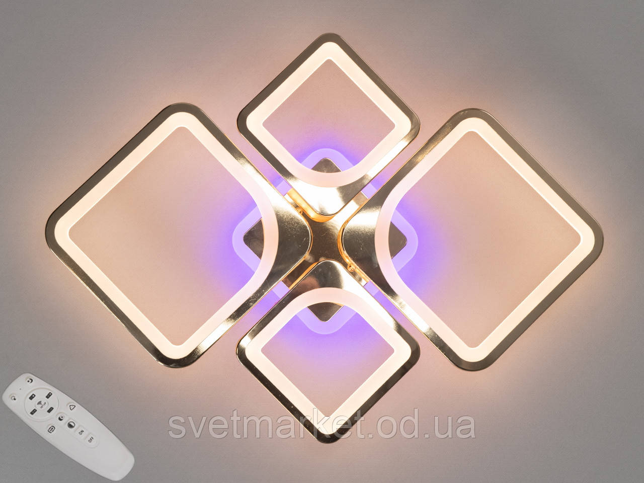 Золота світлодіодна люстра 8060/2+2G LED 3color dimmer, фото 1