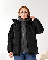 Женский зимний пуховик с капюшоном из матовой плащевки Эмми на синтепоне IS 1303