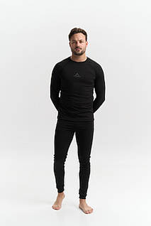 Термобілизна чоловіча NORWIN, чорний комплект Flatlock (кофта + штани)