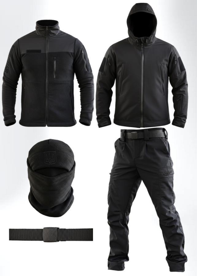 Тактичний костюм Softshell 5в1 LUNAR чорний ТР6407