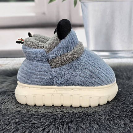 Тапочки чуні дитячі LION блакитні вельветові на об'ємній пінковій підошві 7044, фото 1