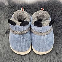 Тапочки чуні дитячі LION блакитні вельветові на об'ємній пінковій підошві 7044, фото 3