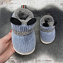 Тапочки чуні дитячі LION блакитні вельветові на об'ємній пінковій підошві 7044, фото 4