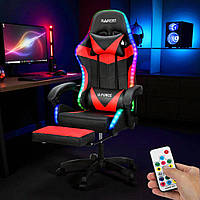 G-Force RGB RED комфортне геймерське крісло з RGB-ефектами, регулюванням висоти, підставкою для ніг і міцною конструкцією