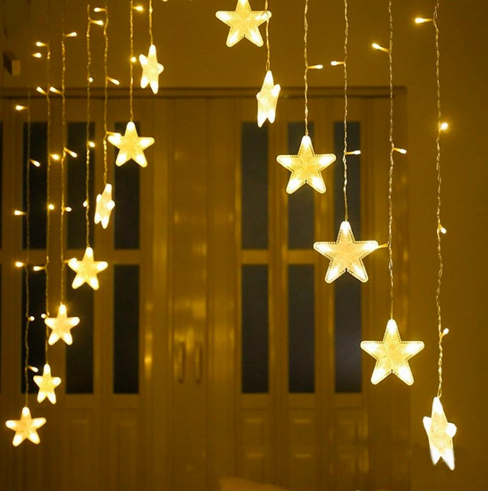 Гірлянда електрична Chomik Штора зірки 136 LED теплий білий 3м, від мережі