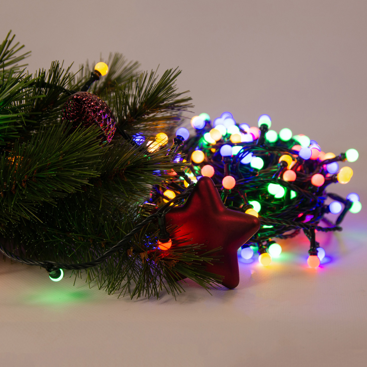 Гірлянда електрична Chomik Кульки-змійка 200 LED 16м мультиколор, від мережі