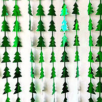 Новорічний декор, штора з ялинок!