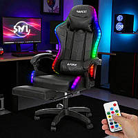 G-Force RGB Black комфортне геймерське крісло з RGB-ефектами, регулюванням висоти, підставкою для ніг і міцною конструкцією