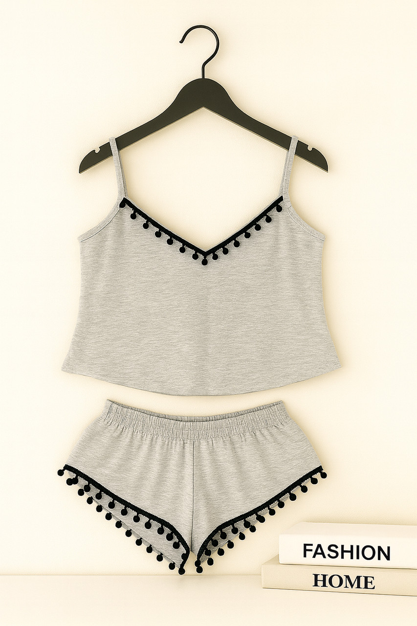 Жіноча піжама майка та шорти сірого кольору з віскози розмір XS
