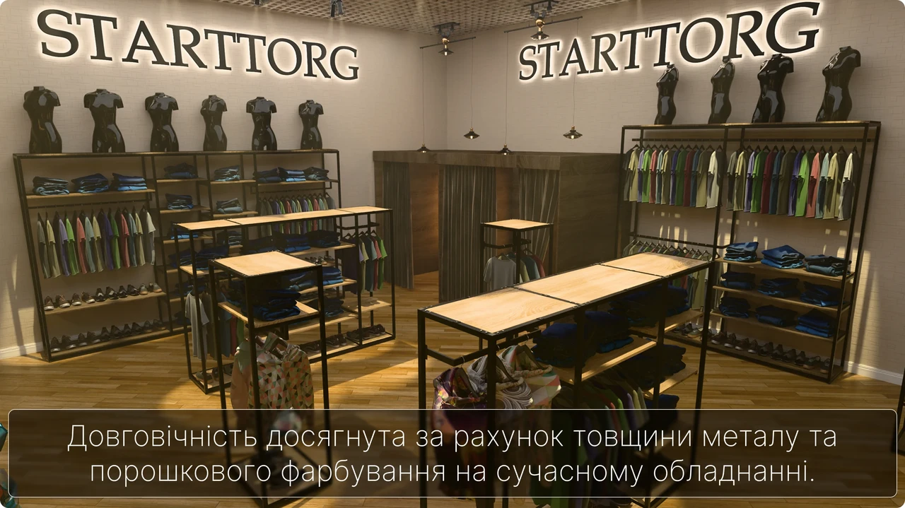 Візуалізація торгового обладнання для бутика одягу, взуття та аксесуарів