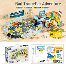T 933 A Трек-іграшка з музикою і звуковими ефектами — залізниця, паркінг, машинки, поїзд, аксесуари, у коробці