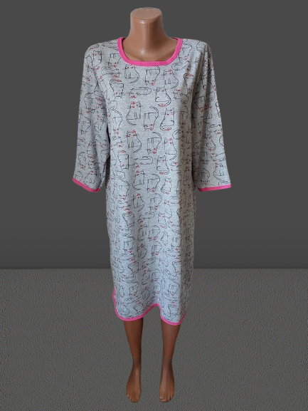 Нічна сорочка туніка жіноча на байці 100% бавовна Україна р.52,54,56,58. Від 4шт по 185грн, фото 1