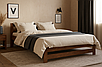 Сучасне дерев'яне двоспальне ліжко горіх 160х200 см з масиву дерева бука з ламелями на ніжках у спальню Верона, фото 2