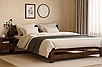 Сучасне дерев'яне двоспальне ліжко горіх 160х200 см з масиву дерева бука з ламелями на ніжках у спальню Верона, фото 4