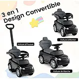 Машинка-каталка для дітей 3 в 1 з ручкою, чорного кольору, фото 9