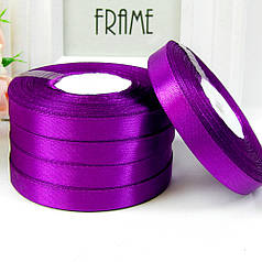 Стрічка атласна однотонна 1,2 см, №182 фіолетовий (рулон 33 м)