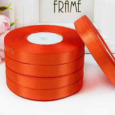 Стрічка атласна однотонна 1,2 см, №25 помаранчевий неон (рулон 33 м)