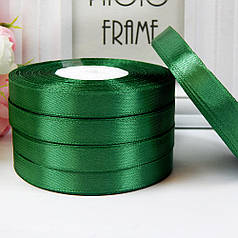 Стрічка атласна однотонна 1,2 см, №56 темно-зелений (рулон 33 м)