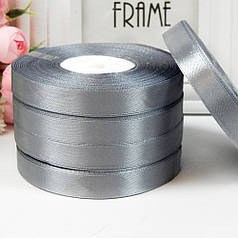 Стрічка атласна однотонна 1,2 см, №59 сірий (рулон 33 м)