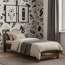 Ліжко дерев'яне односпальне горіх 90*200 з масиву дерева бука з ламелями ортопедичне на ніжках у стилі модерн Верона