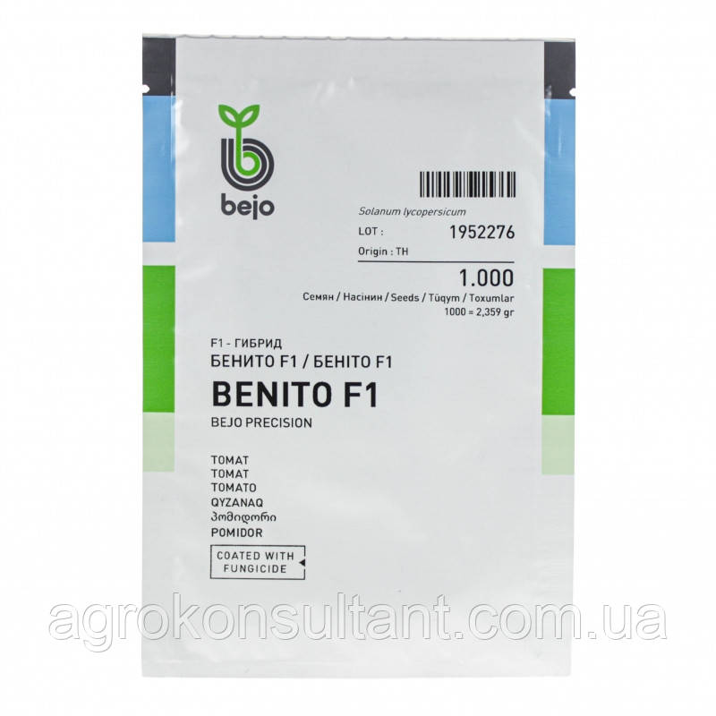 Насіння томату Беніто F1 (Bejo Zaden), 1 000 насінин — ранній (65-70 днів), детермінантний, червоний, сливка
