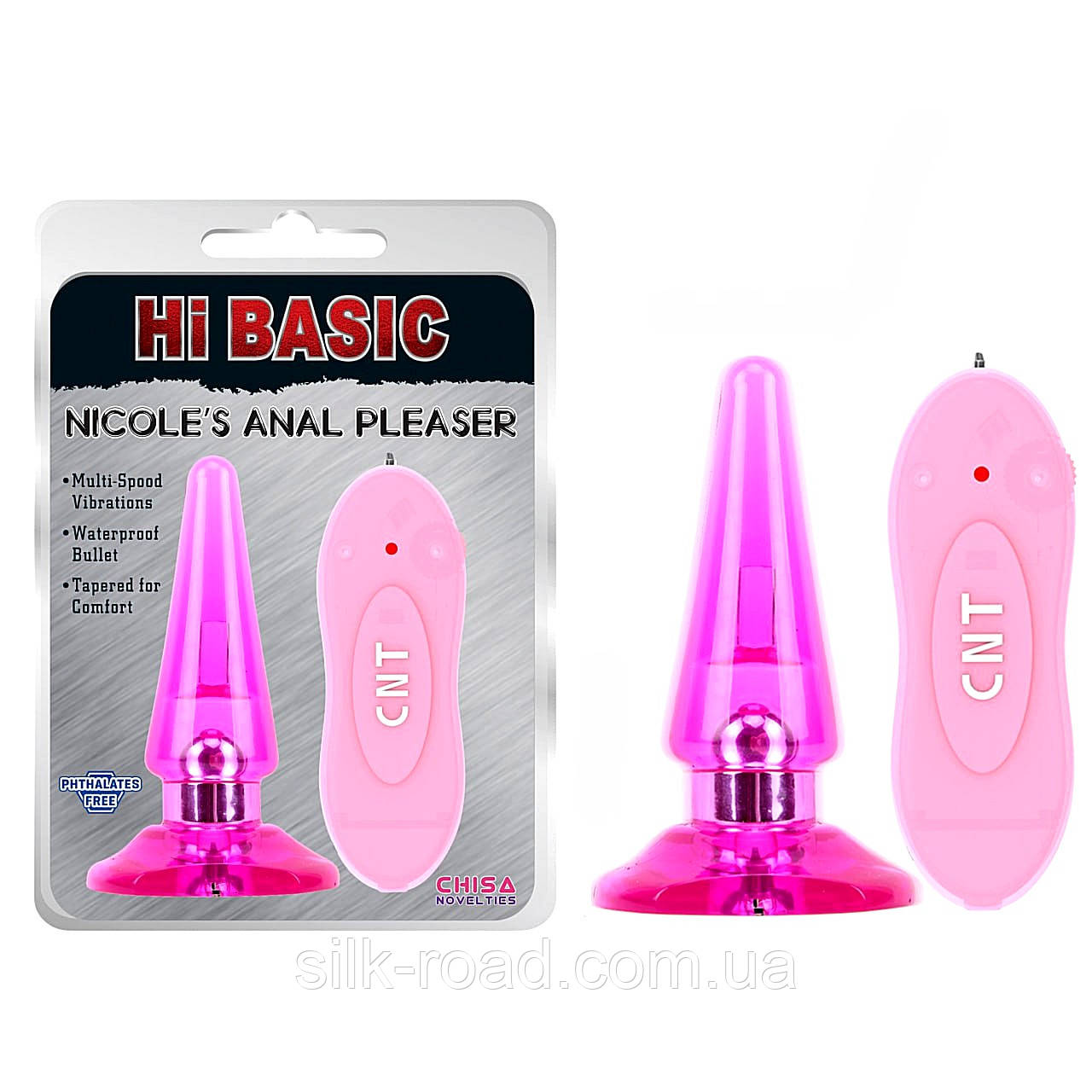 Анальна пробка з вібрацією та пультом Chisa Hi-Basic рожева