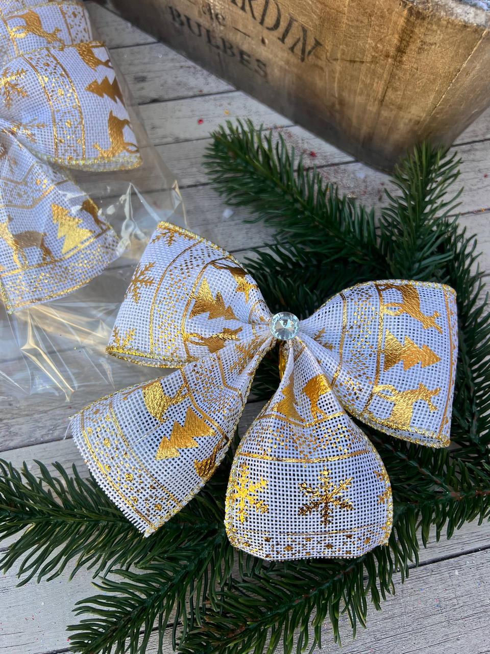 Бант 15*12 см мішковина з металевою основою 10 шт/уп, фото 1