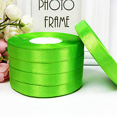 Стрічка атласна однотонна 1,2 см, №52 салатовий (рулон 33 м)