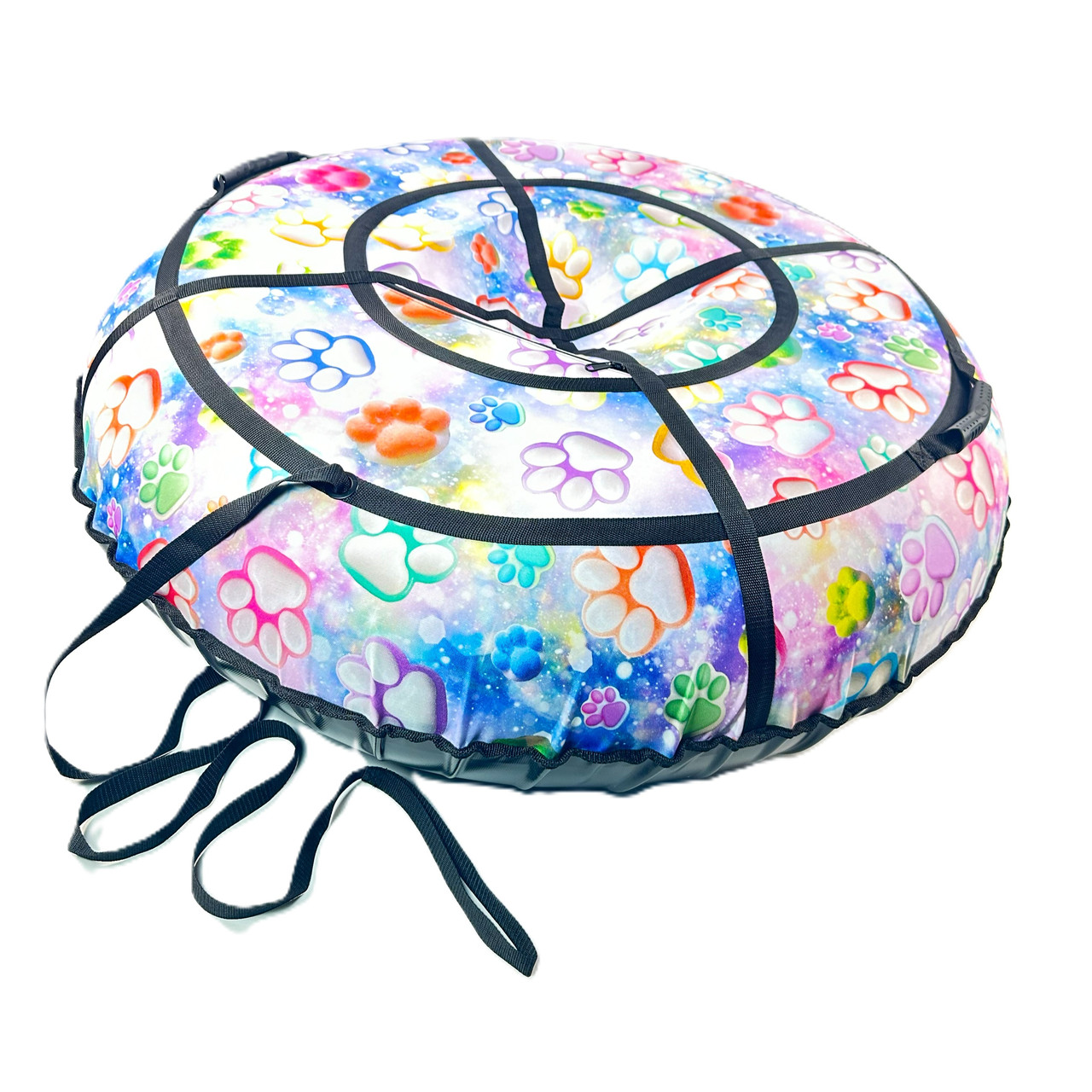 Тюбінг для снігу 100 см “Тапа лапки” (Оксфорд, ПВХ) — надувна ватрушка, санки-пончик для катання взимку, фото 1