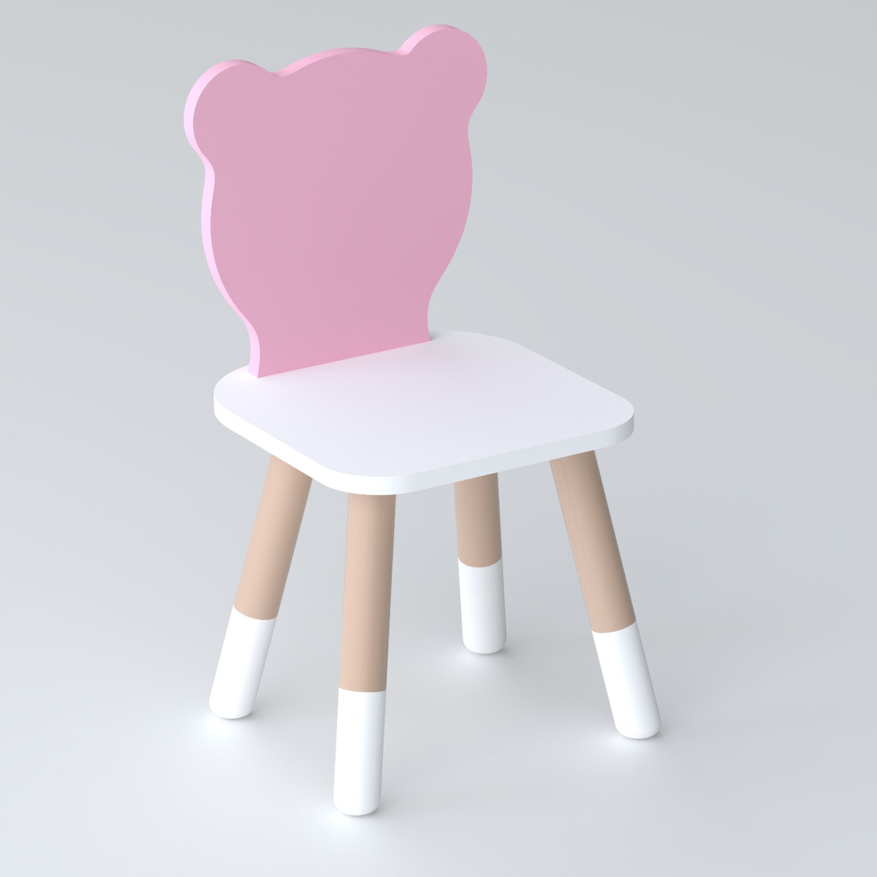 Дитячий стільчик ведмедик 26.5х26х25см, стілець для дитини, білий з рожевим, фото 1