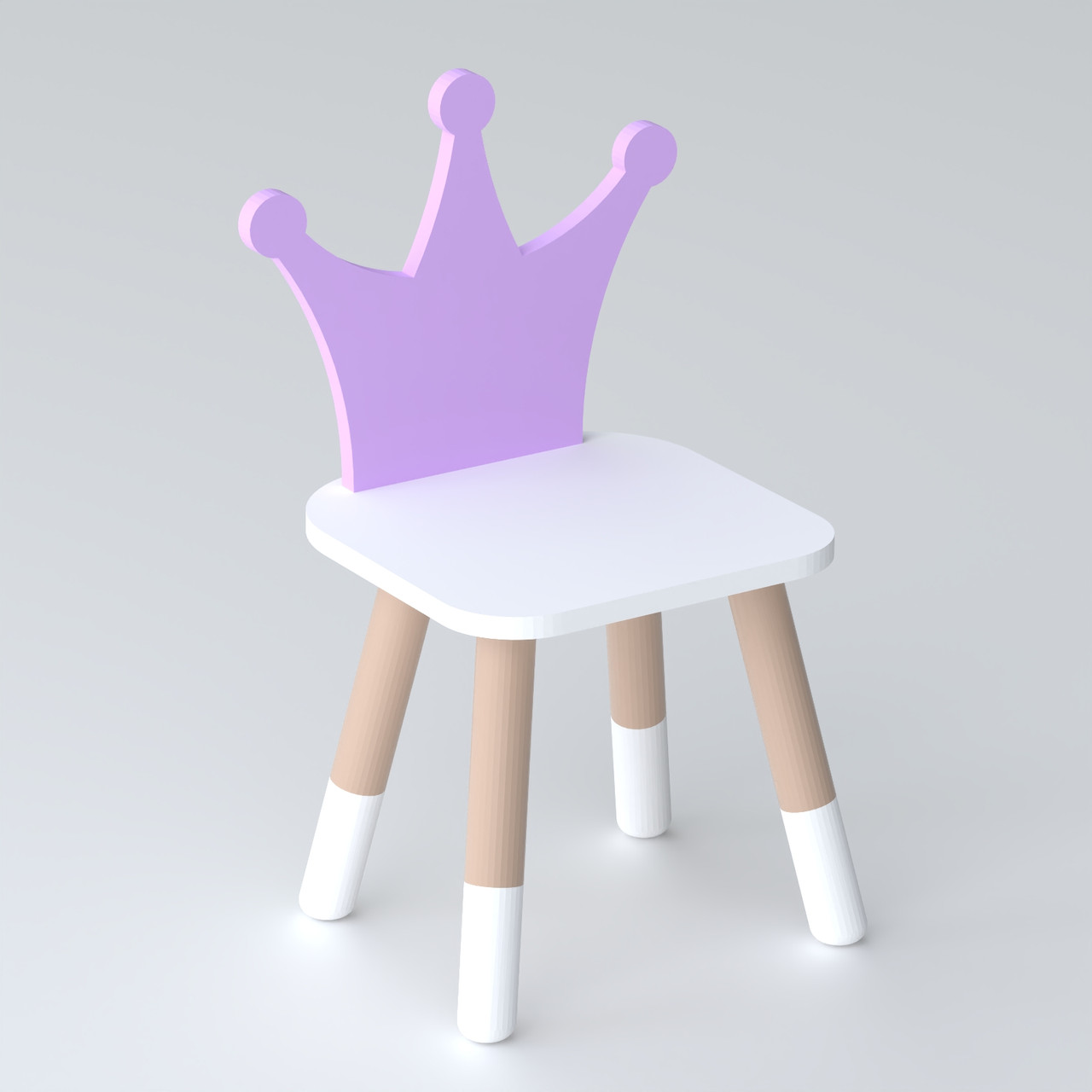 Дитячий стільчик корона 26.5х26х25см, стілець для дівчинки від 1 року, білий з фіолетовим, фото 1