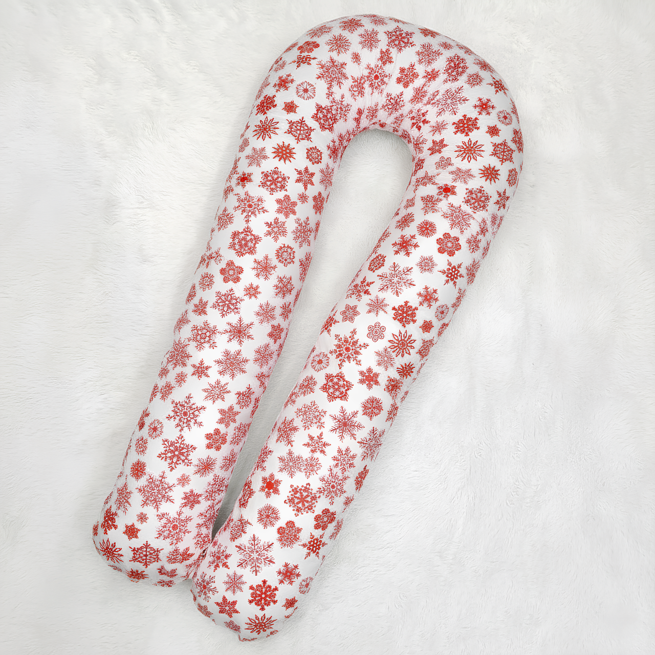 Подушка для вагітних Premium новорічна сніжинки Різдвяний принт, фото 1