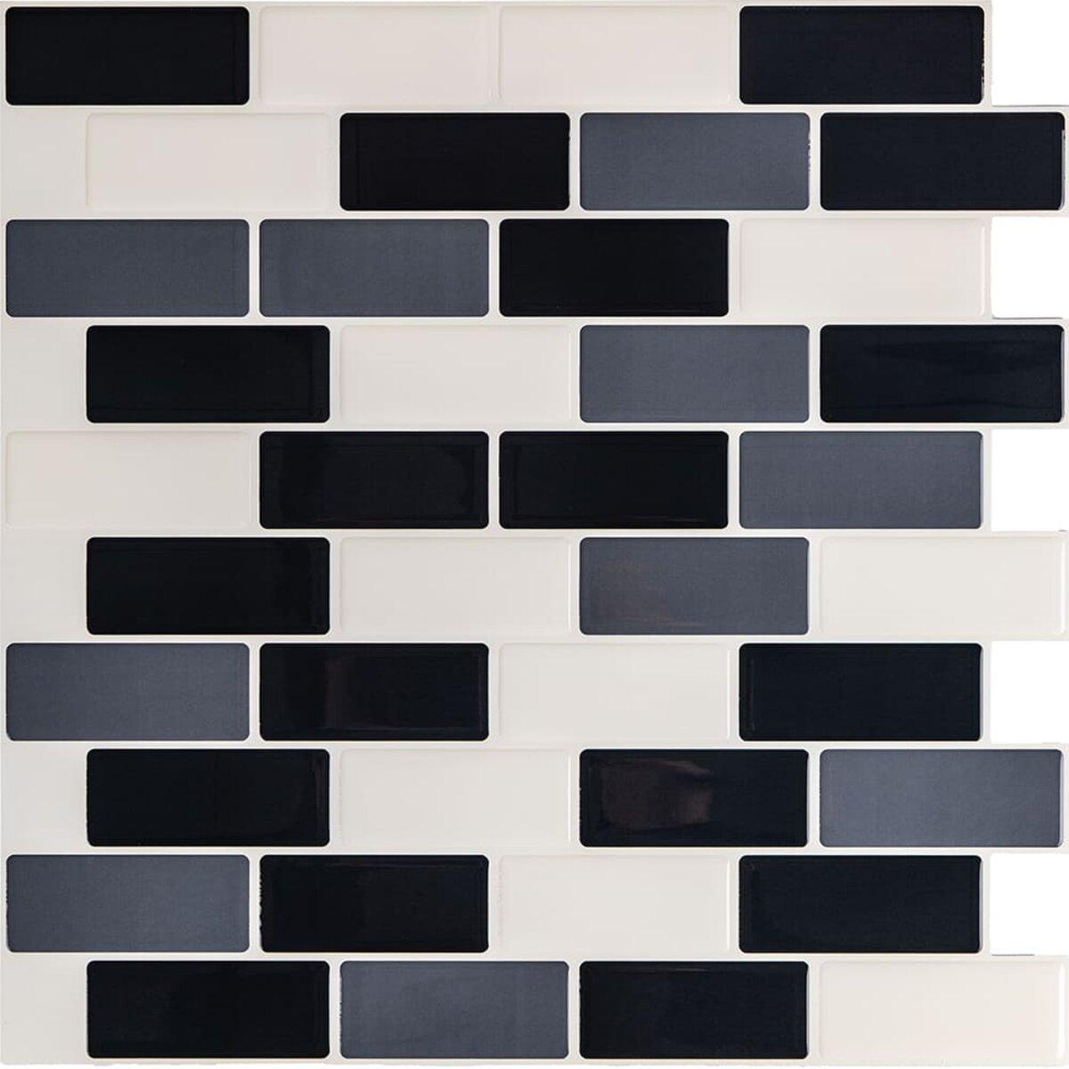 Самоклеюча поліуретанова плитка чорна сіра молочна цегла 305х305х1мм (D) SW-00001329, фото 1