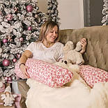 Подушка для вагітних Premium новорічна сніжинки Різдвяний принт, фото 2