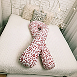 Подушка для вагітних Premium новорічна сніжинки Різдвяний принт, фото 3