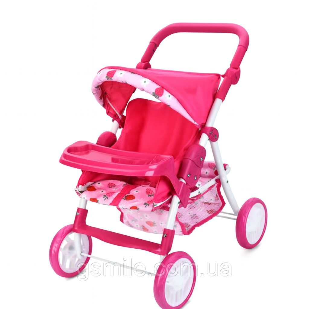 Коляска для ляльки Melogo 9337 ET/005 прогулянкова металева з кошиком, регульованою ручкою та бампер-столиком