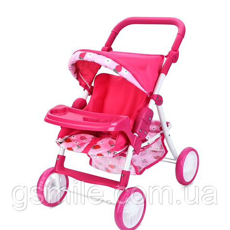 Коляска для ляльки Melogo 9337 ET/005 прогулянкова металева з кошиком, регульованою ручкою та бампер-столиком, фото 1