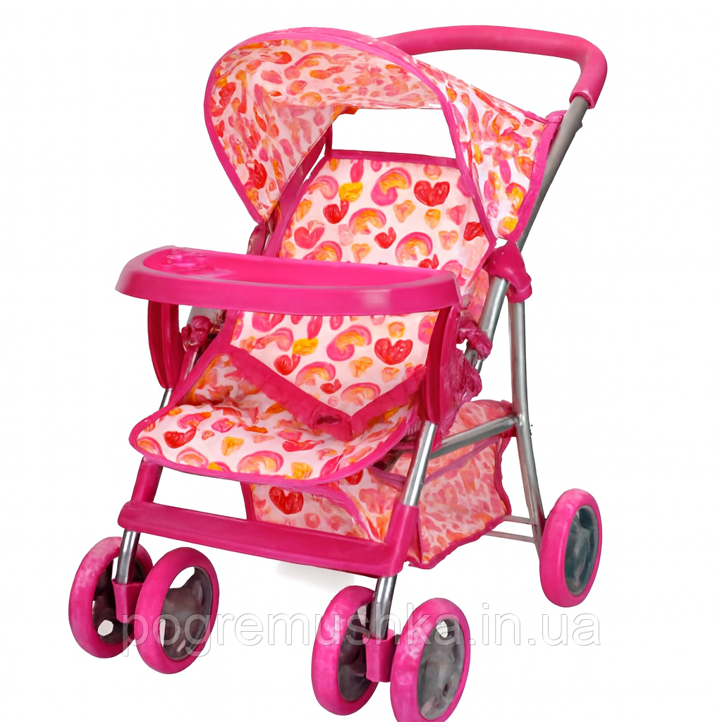 Коляска для ляльки Melogo 9304 BWT/025 прогулянкова, довжина 50 см, висота руля 56 см, кошик
