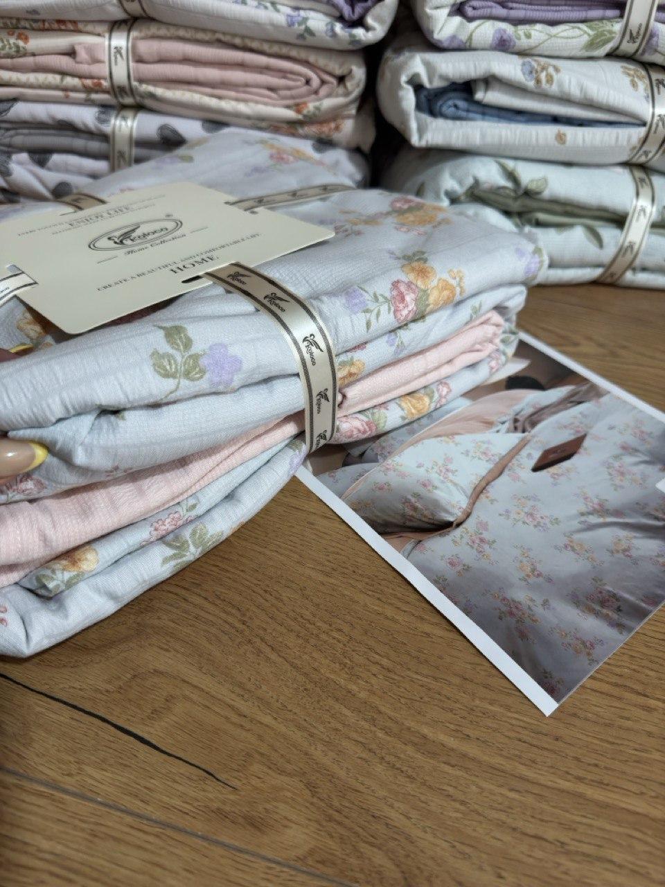 Постельное белье муслин-жатка евро комплект постельного белья/Жатое постельное белье, фото 1