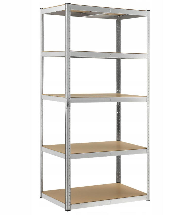 Стелаж | 220х90х40 см | сріблястий | 5 полиць МДФ | оцинкований | 175 кг/полиця | міцний | не псує підлогу | LEOBRO Premium